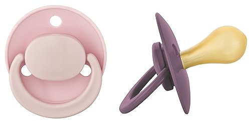 Baby-Nova Latex Baby Schnuller 2er-Set mit Kirschform – Für Babys von 0-24 Monate - Nuckel aus Naturkautschuk – BPA-frei – Made in Germany - Rosa & Lila
