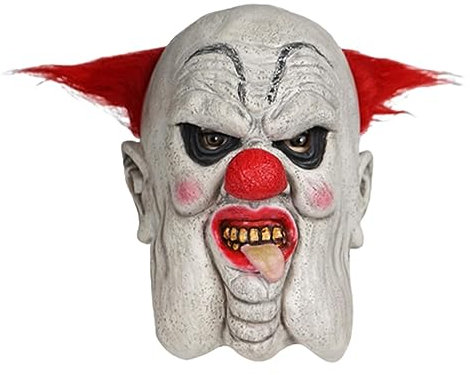 Gruselige Clown-Maske, gruseliges Halloween-Masken-Design, Latex-Clown-Maske mit Haaren, Karnevals-Halloween-Party-Gesichtsabdeckung für Maskerade, Flammen-Zombie-Maske, Halloween-Kostü -Party-Requisi