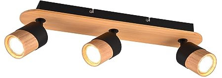 meineWunschleuchte Deckenstrahler Korpus und Lampenschirm Naturholz, Breite 48cm