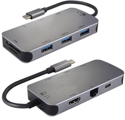 USB Typ C Hub mit 9 Ports USB 3.0 x 3 HD-MI * 1 Audio 3,5 mm * 1 SD * 1 TF * 1 PD*1 Unterstützt alle Computer mit Typ-C-Kanal