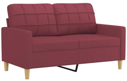 vidaXL Sofa 2 Sitzer, Couch für Wohnzimmer, Polstersofa mit Metallgestell, Loungesofa Zweisitzer Wohnzimmersofa Wohnzimmermöbel, Weinrot Stoff