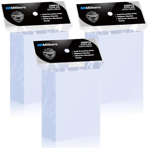 Mlikero 300 Stück Standard Soft Kartenhüllen, Transparente Kartenhüllen Passend für MTG Karten, Sammelkarten, Sportkarten, Karten Hüllen 66 x 91 mm