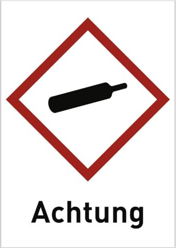 Dreifke® Aufkleber Gas unter Druck (GHS 04) Achtung, Folie, 74x105 mm