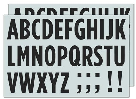 10 Blatt, 50mm - Buchstaben Aufkleber Sticker Groß, Alphabet Wetterfest - Schwarz