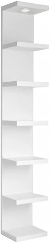 LitaEther Versatile 7 Tier Wall Shelf Unit,White Lack Wall Shelf,Display Floating Shelf with LED Remote Control Light