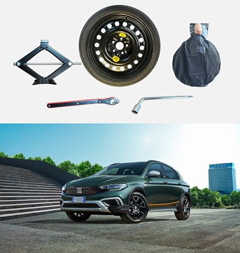 Kit Ruotino di Scorta 16 compatibile con Fiat Tipo con Cric, Chiave e Sacca 125/80R16