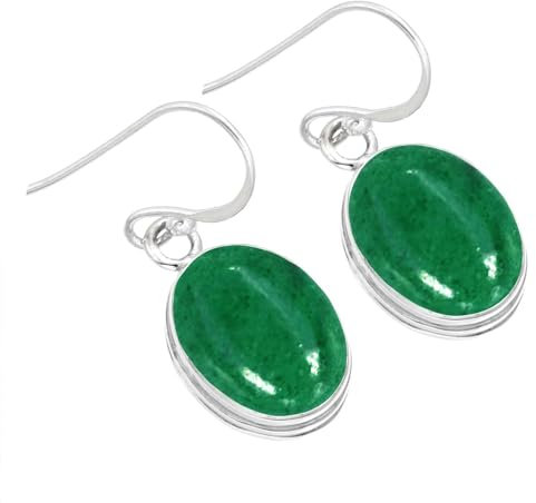 Jeweloporium 925 Silber Ohrring für Damen Sílbern Ohrring Grün Echt Kiwi Quartz Edelstein Tropfen Baumeln Jahrgang Geburtstag Geschenk Solitär Schmuck