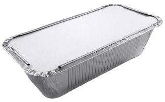 GM KIT 200 Vaschette Alluminio 2 Porzioni da 670cc. + 200 Coperchi in Cartoncino/Alluminio, Contenitori Alimenti Usa e Getta con Coperchio, Teglie da forno Adatte al Congelamento, Cottura e Asporto
