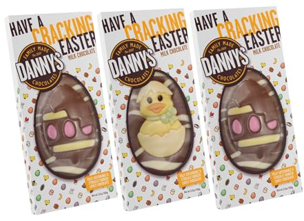 Danny's Chocolates 3 x Large Easter Chocolate Bars In Gift Box 100g | Chick & Egg - Perfect Easter Gifts for Kids - Easters Egg Hunt Chocolate - Milk Chocolates - Treats