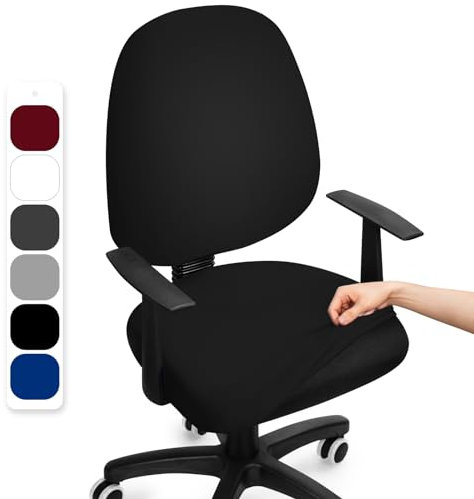 Bürostuhl Bezug Stretch Bezug Für Bürostuhl Universal Office Computer Stuhlbezug Drehbare Office Stuhlbezüge Abnehmbare Waschbare Bürostuhl Hussen für Computer Armlehnen Stuhl (Schwarz,1PC)-F