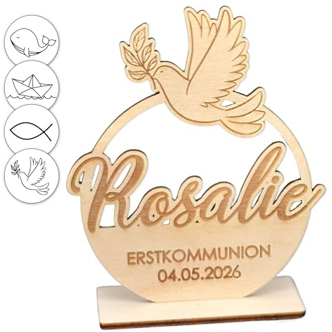 Tischdeko Kommunion personalisiert Tischaufsteller Holz, Tischaufsteller Konfirmation personalisiert, Holzdeko mit Namen, Deko Kommunion mit Name, Feenstaub