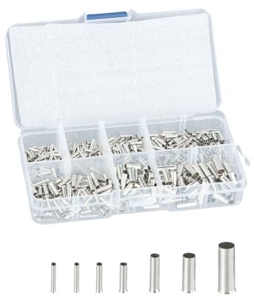 700pcs Wire Ferrules Kit, Non-Insulated Ferrule Crimp Terminals 10-22 AWG Cable Pin Cord End Terminals Wire Copper Crimp Fitting Ferrules Butt Connector Mini Bare Tube Ferrule for Electrical Project