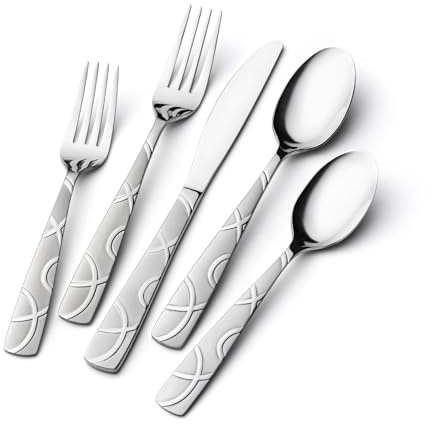 HIKAA 20PCS Silverware Set Service for 4,Premium Stainless Steel Cutlery Set, Mirror Polished Flatware Sets,Modern Kitchen Eating Utensils Set Include Spoons Forks Knives