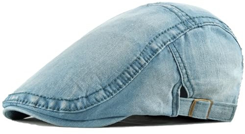YAMEE Baskenmütze Unisex Denim Klassisch, Barett Mütze Verstellbar-Freizeitkappe, Schiebermütze Zeitungsjungenmütze, Flat Cap Outdoor Sonnenschutz (55CM-60CM)