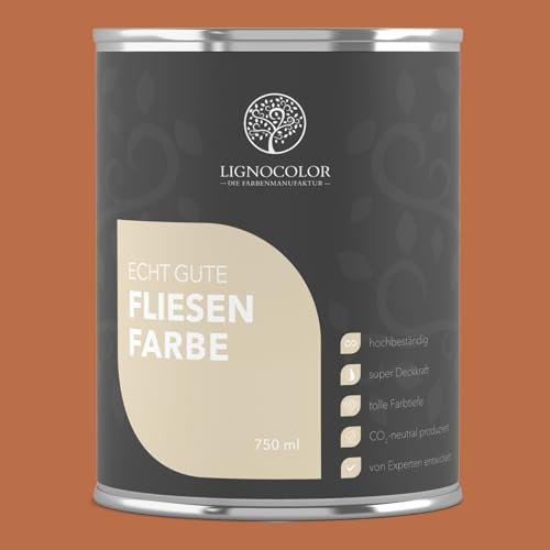 Lignocolor Fliesenfarbe matt | hochbeständige Farbe für Wand- & Bodenfliesen (Indian Summer matt, 750 ml) | hochdeckend für den Innenbereich