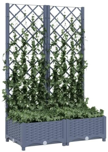 Hochbeet Aus Kunststoff Mit Spalier, Pflanzkasten Mit Spalier, Gartenkästen for Kletterpflanzen Und Gemüse, 80 X 40 X 121,5 cm, Gartenbeet for Gemüse, Obst Und Kräuter(80x40 cm,121.5CM H)