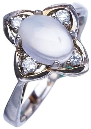 StarGems Natural Quartz Zirconflower Handmade 925 Sterling Silver Ring 53 (17.1) F6886