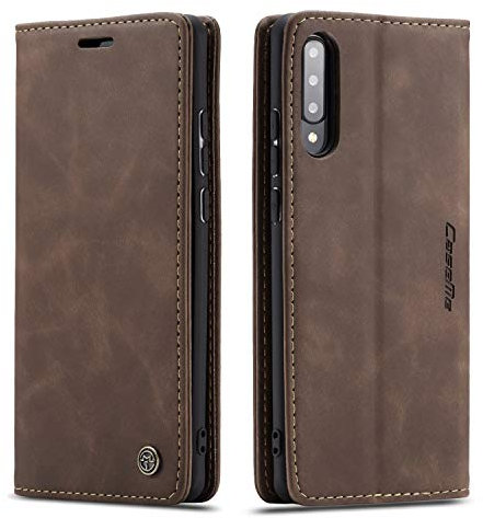 owlhold Hülle Samsung A70/A70S klapphülle Premium Lederhülle Weiches Vintage-Nubukleder Faltbare Ständer Schutzhülle Kartenfach Standfunktion stoßfest Handyhülle Samsung Galaxy A70/A70S -Kaffee