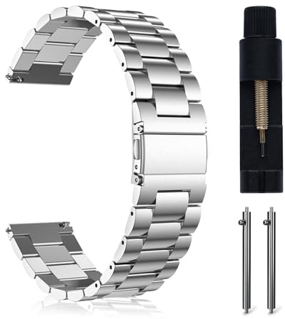 MaEiol 22mm Edelstahl Metall Armband für Xiaomi Watch S5 46mm/S4 /S4 Sport/Xiaomi Redmi Watch 5 Active /5 Lite, Business Uhrenarmband Armbänder Armband Ersatzarmband für Herren Damen - Silber