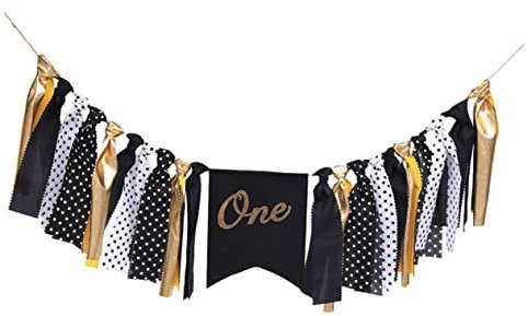 KOMBIUDA Wild One Geburtstagsbanner Für Hochstuhl Gelb Schwarz Bunting Dekoration Für Geburtstag Shower Foto Requisite Lang Aus Hochwertigem Jute Mit Anpassbaren Fahnen