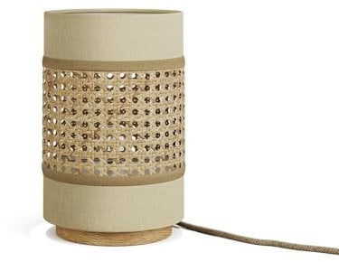 Vicco Tischlampe Morten, Leselampe, Rattan/Creme, 17.5 x 26.5 cm