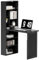 HOMCOM Wall Mounted Computer Desk, Folding Study Table with Black Board and Bookshelf, Multifunctional Floating Writing Desk for Home Office, Black