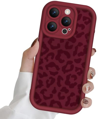 Newseego for iPhone 15 Pro Case Cute Leopard Print Design, Burgundy | Aesthetic Cheetah Animal Pattern, for Girls Women, Soft TPU, Shockproof Cover, Full Camera Protection, Anti-Scratch