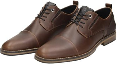 BULLBOXER Dress Casual Shoes, Freizeitschuhe, Businessschuhe, Herrenmode, Schuhe für Männer mit Toecap in Farbe Dunkelbraun 44