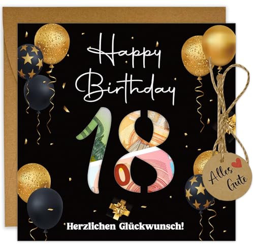 JOYEASE Geschenk 18. Geburtstag Junge Madchen, Lustige Geldgeschenk 18. Geburtstag Junge, Ideen Geburtstagskarte 18 mit Umschlägen