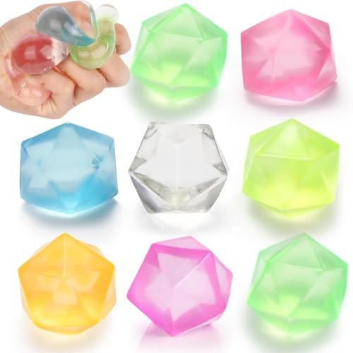 JoyJoyful 8 Stück Squishy Diamant Stressball, Fidget Anti Stress Spielzeug für Kinder Erwachsene, Antistressball Relief Bälle, Antistress Squeeze Bälle, Mitgebsel Kindergeburtstag Gastgeschenke