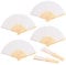 Faburo 4 Stück Fächer Set, Fächer Hochzeit, Chinesische Fächer Weiß Handfächer Klein für Hochzeitsdeko Sommer Party Geburttag Geschenk Tanz, Orientalischer Bambus Handfächer Faltbare Fächer