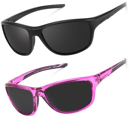 SIPHEW 2 Stück Sportbrille Damen Sonnenbrille polarisierte Fahrradbrille UV400-Schutz Laufbrille Sunglasses zum Rennrad Radfahren Laufen Fahrrad