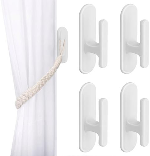 4 Pieces Blind Cord Winder Safety Hooks Holder Adhesive Wall Wrap Cleats Children Proofing Home Office Window Blinds Curtains Sun Shades Ropes White