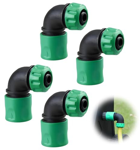 TogtherKings 4 Stück Schlauchverbinder,Gartenschlauch Schnellkupplung 12-13mm,Schlauchkupplung,Schlauch Kupplung-Satz,90 Grad,Winkeladapter,für Gartenbewässerung,Bewässerung,Autowäsche (Grün)