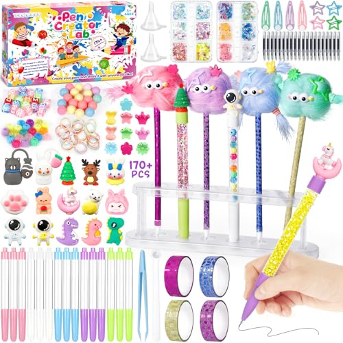 TEWWCEO Kit de Creación de Bolígrafos con 170+ Accesorios, Laboratorio de Boligrafos Personalizables, Juego Creativo, Fabrica de Rotuladores, Manualidades Niños 5 6 7 8 9 10 11 12 Años
