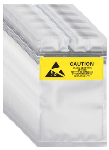 sourcing map 200 Pcs Anti Static Bags 2.8 x 4.5 Resealable ESD Shielding Bag with Labels for Hard Drive HDD SSD Electronic Device Motherboards, Silver