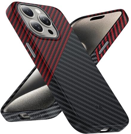 Phoneaura MagCase Deluxe Carbon Hülle für iPhone 15 PRO MAX kompatibel mit MAGSAFE I Carbonhülle für iPhone 15 PRO MAX I Schutzhülle I Case I Handyhülle (Carbon Optik +2 Schutzgläser +1 Kameraglas)