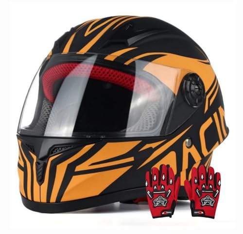 DOT-Godkänd Barnmotorcykelhjälm, Gokart-Elscootermopedhjälmar, Barnpojkar-Flickor-Dirtbike-Fyrhjuls-ATV-Hjälm För 3-14 År Gamla D 9,L/(51~62cm)