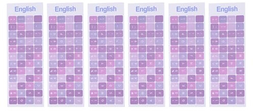 MALUGOGO 6Pcs Purple English Keyboard Stickers for Laptop and Desktop Computer, Universal Fit Notebook Keyboard Overlays, Sturdy Key Labels for Typing and Gaming