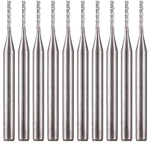 EU_HOZLY 3.175mm Hartmetall-Endfräser Gravierbits CNC-Leiterplatten-Maschinen 1.0mm Schneidkanten-Packung von 10