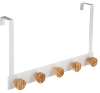 5five - kleiderhaken mit 5 köpfen aus Metall und weißem Bambus