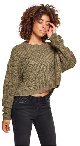 Urban Classics Women's Ladies Wide Oversize Sweater Sweatshirt, Olive, XL