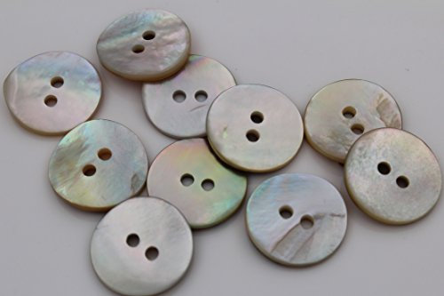 10 Stück, natürlich schimmernde Perlmuttknöpfe, 2 Loch aus europäischer Fertigung, flach in 10 Größen erhältlich Perlmutt (23mm)