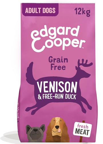 Edgard & Cooper Frisches Hirsch & Freilandente - Getreidefrei trockenfutter fur Erwachsene Hunde (12 kg)