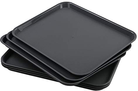 Mayish Grand Fast Food Plateaux Plateau Service Plastique Rectangulaires, Gris Foncé, Lot de 6 .