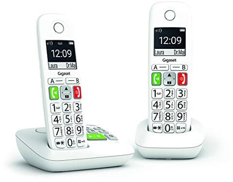 Gigaset E290A Duo – Telefono Fisso Senza Fili Bianco con Risponditore Integrato, 2 Combinati con Grande Schermo Retroilluminato, Tasti larghi, Funzione Blocco Chiamate [Versione Italiano]