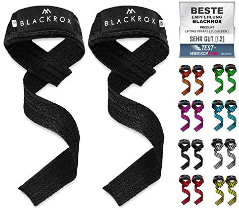 BLACKROX Zughilfen 2 Stück [Vergleichssieger 2026] Lifting Straps | Zugbänder mit reißfesten Klettverschluss | Perfekt für Kraftsport & Bodybuilding