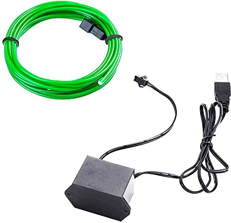EL Draht, CTRICALVER 5M/16FT Neon Kabel Leuchtet Electroluminescent, für Partys, Halloween, Autodekoration, DIY-Dekoration (Grün)