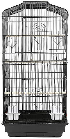 Supfine Vogelkäfig Tragbarer Sittich-Volierenkäfig für Papageien mit Griff und 4 Futterstellen, Wellensittich Käfige mit 2 Toren und 4 Seitentüren Door