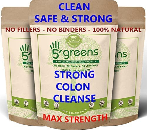 Strong Colon Cleanse Detox - 120 Vegan Capsules - High Strength Herbal Complex for Daily Bowel Function Support and Constipation Relief 1600mg Per Serving Soluble Fibre